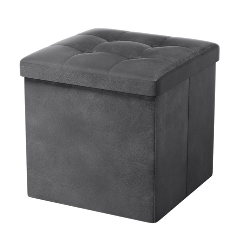 Oak & Tea Storage Ottoman, Foldable Storage Bench, Small Footrest, Cube Storage Unit, 1 Storage Boxes with Lid, Footstool