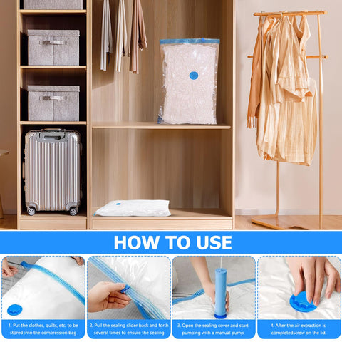 Tenbrachian 8 Pcs Space Saver Bags Vacuum Storage Bags Small Compression Zipper Storage Bags Vacuum Pack Bags for Clothes