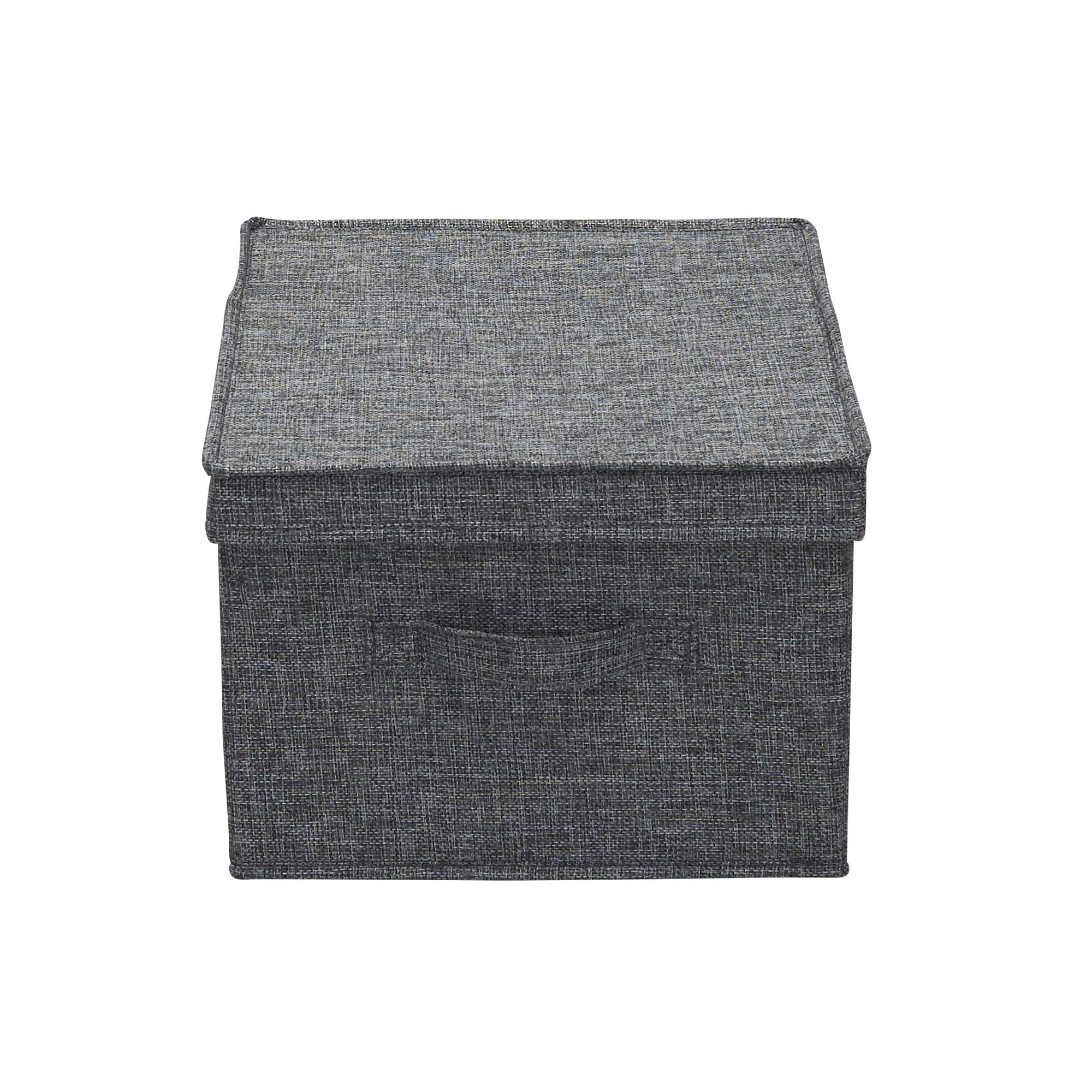 Household Essentials Large Fabric Storage Bins with Lids, Graphite, Set of 2