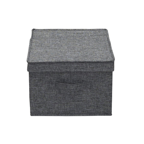 Household Essentials Large Fabric Storage Bins with Lids, Graphite, Set of 2