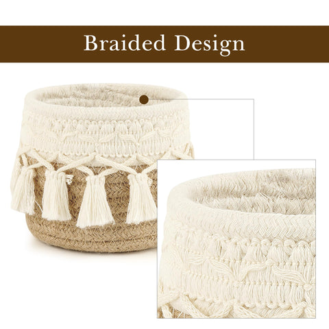 Linkidea Extra Large Sunglasses Desk Holder Stand Compatible with Extra Large Glasses, Brown Cotton Rope Eyewear Storage Desk Display Basket