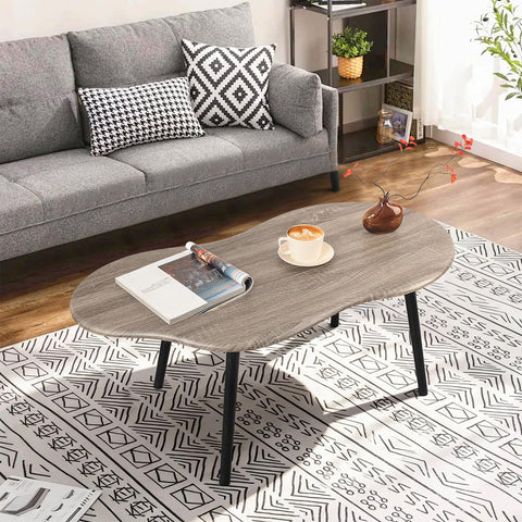 FEUFOAM Coffee Table Cloud Shaped Small Living Room Tables Farmhouse Rustic Coffee Tables Wooden Irregular Accent Center Table for Small Spaces Home