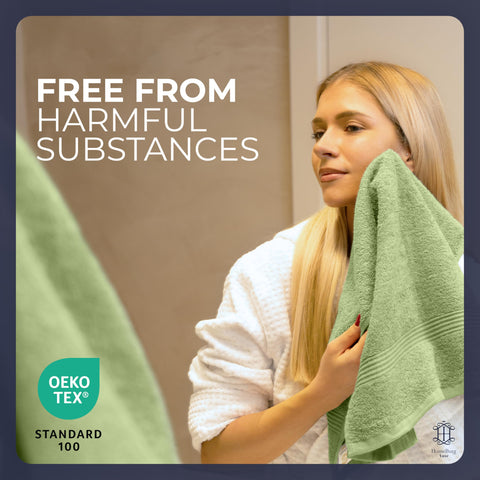 HomeBurg Luxe 6-Piece Towel Set – Soft & Absorbent Cotton, Quick-Drying, Easy Care, 40 x 70 cm, Sage Green