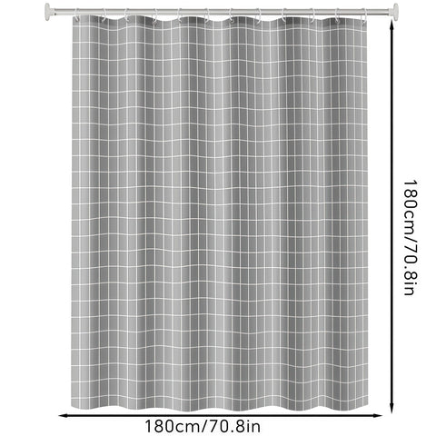 FAIRYGATE Grey Shower Curtain Mould Proof and Mildew Resistant Washable Bathroom Curtains Bath Curtains with Hooks 180 x 180 cm (71 x 71 Inch) B9325