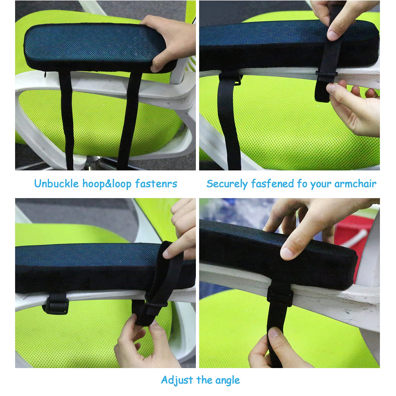 JoyPlus Chair Armrest Pads, 2 PCS Office and Gaming Chair Armrest Covers, Memory Foam Soft Elbow Pillow with Gel Cooling Pad for Elbows and Forearms