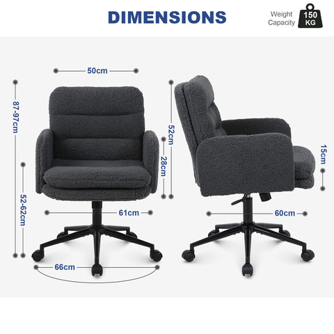 Youhauchair Office Chairs for Home, Faux Cashmere Desk Chair, Dark Grey