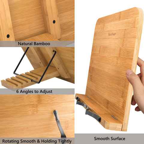 READAEER Bamboo Folding Portable Reading Stand Bookstand Cookbook Holder, M