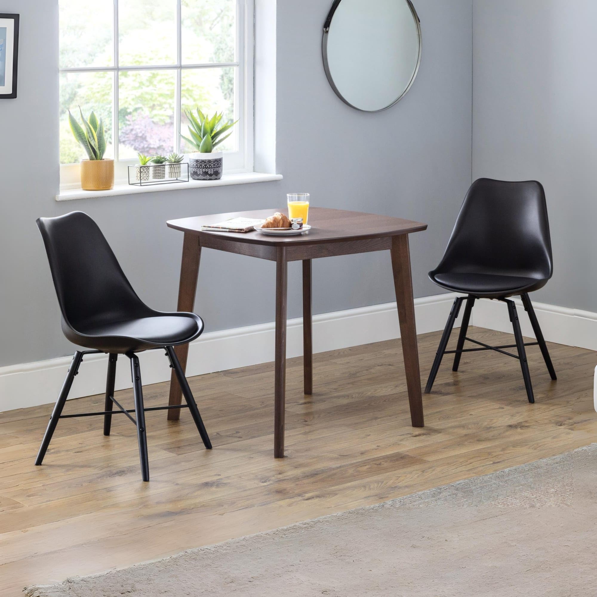 Julian Bowen Kari Dining Chairs, Set of 2, Faux Leather Black - H83 x D54cm