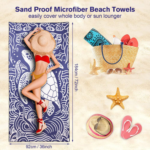 Violetpos 2 Pack Extra Large 180x90 cm Beach Towels, 250GSM Premium Microfibre, Sand Free Quick Dry Lightweight