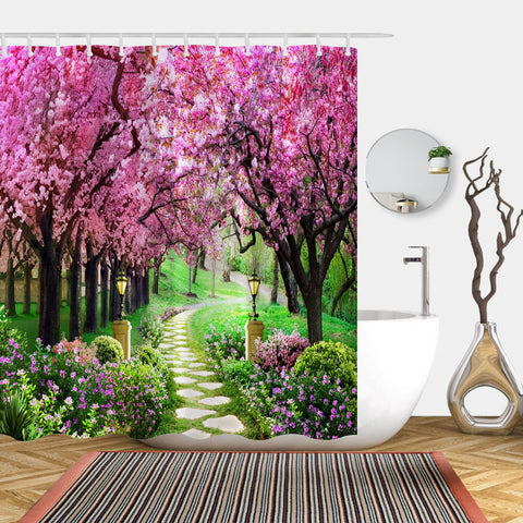 Simpomsy Scenery Shower Curtain, Outdoor Decorative Curtain, Nature Landscape 3D Scenery Bathroom Curtains