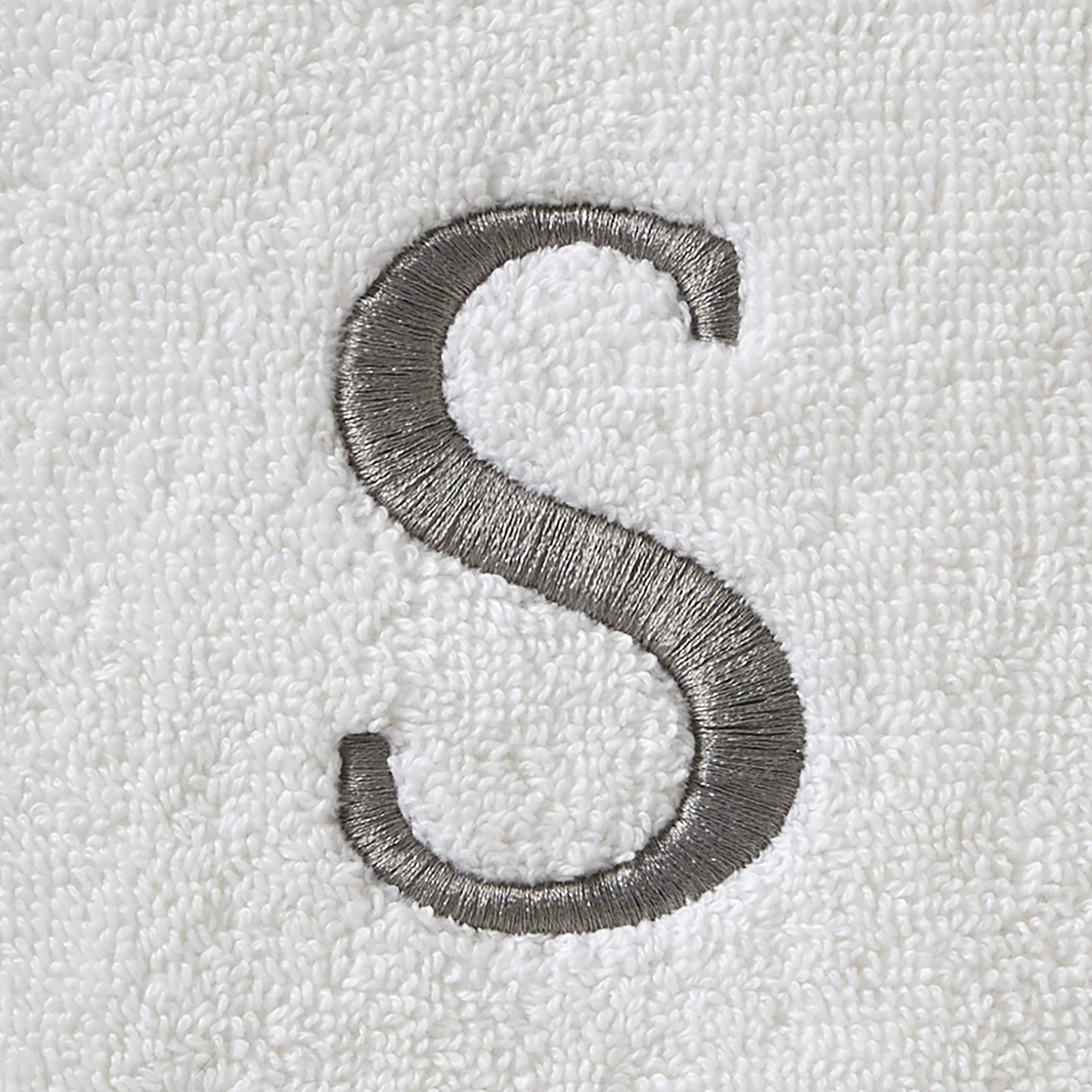 SKL Home Casual Monogram Hand Towel Set, S, 16x26, White 2 Count