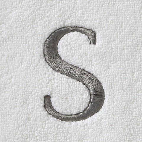 SKL Home Casual Monogram Hand Towel Set, S, 16x26, White 2 Count