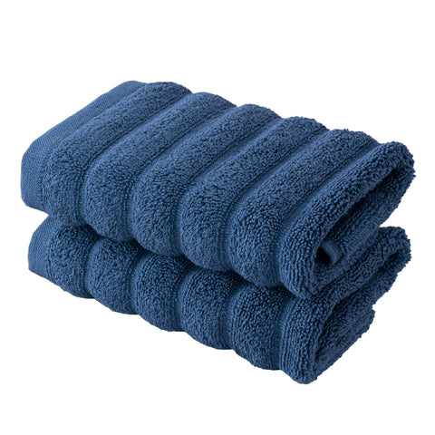 BERIBO Cloud Turkish Towel Set 100% Cotton 620gsm (Deep Navy, 2 Face Flannels)