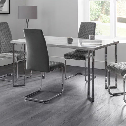 Julian Bowen Positano Dining Table, Marble Effect & Chrome - H75.5 x W150cm