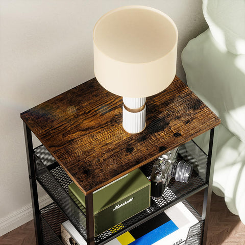 Mutool 3 Tier Side Table, 64.5cm End Table Sofa Side Table with Storage Shelf for Small Spaces