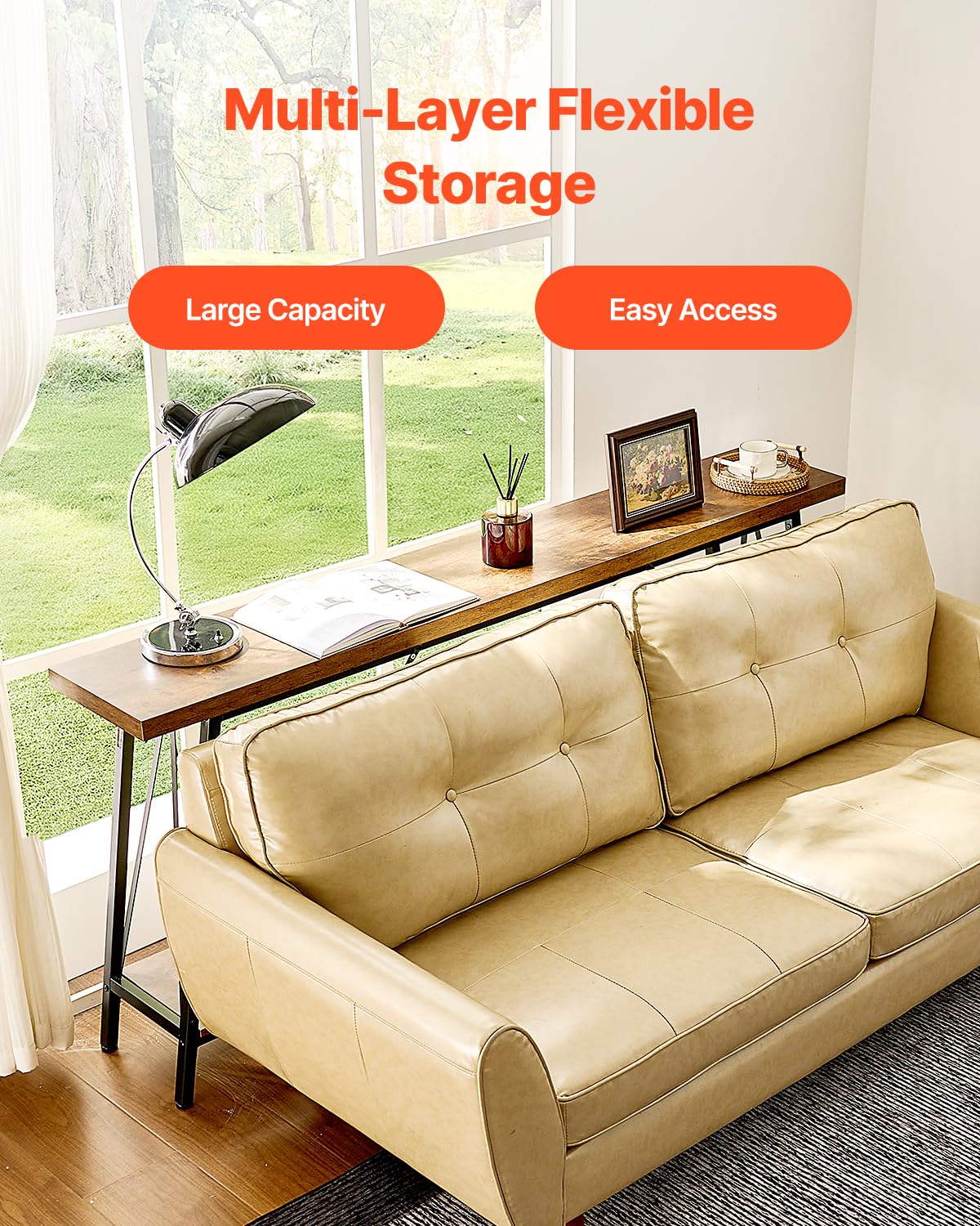 VEVOR Narrow Console Sofa Table, 70.9 inches Behind Couch Table, 2-Tier Long Entryway Table and Skinny Hallway Table