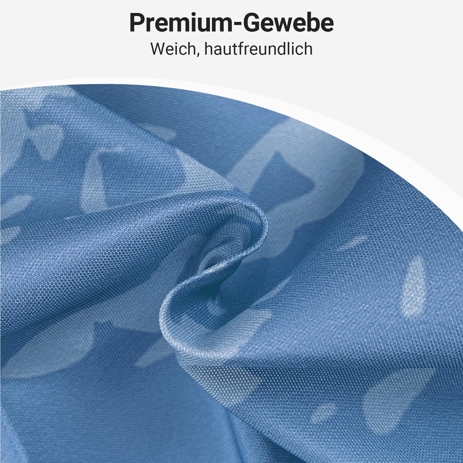 Lerores Shower Curtain, 180 x 180 cm, Blue Leaves Line, Weighted Hem, Anti-Mould Textile, Water-Repellent