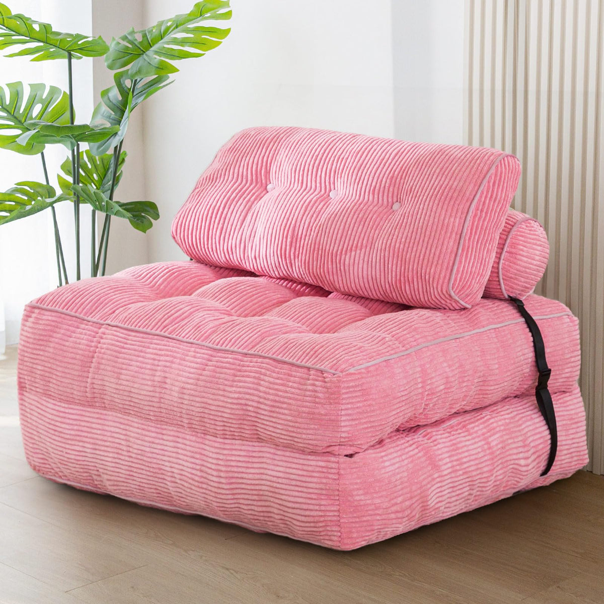 MAXYOYO Folding Sofa Bed, Convertible Sleeper Chair with Pillow Foldable Mattress with Back Support