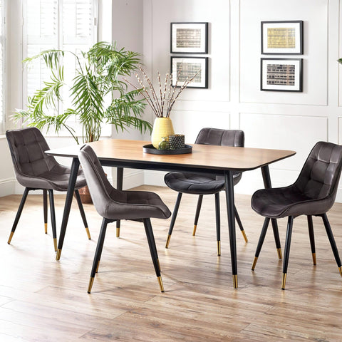 Julian Bowen Findlay Dining Table, Walnut Effect & Black - H75xW160xD90cm