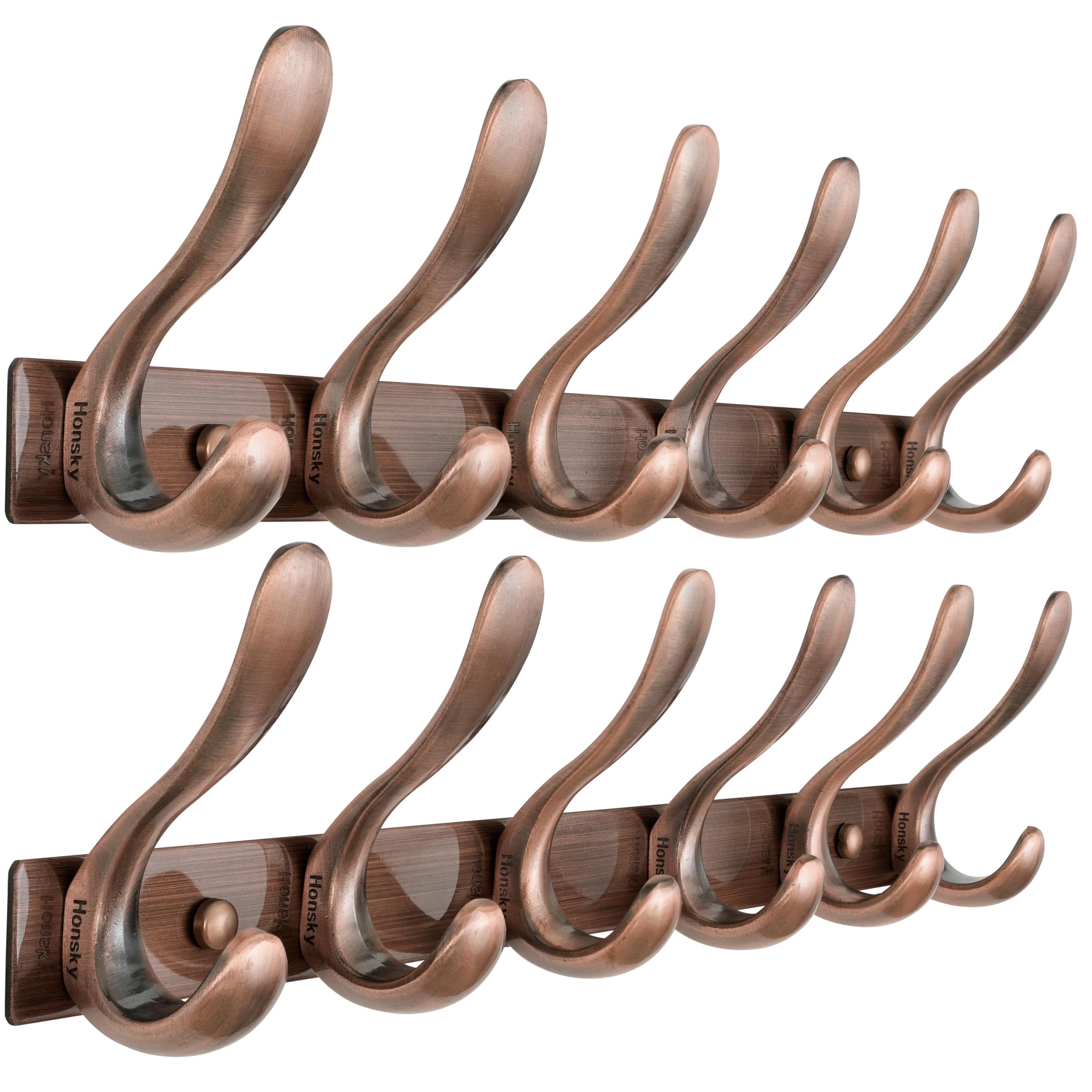 HONSKY Wall Coat Rack- Stylish,44cm Metal Coat Hanger Wall Mounted,Heavy Duty 6 Hooks Wall Coat Hook for Hallway, Bedroom