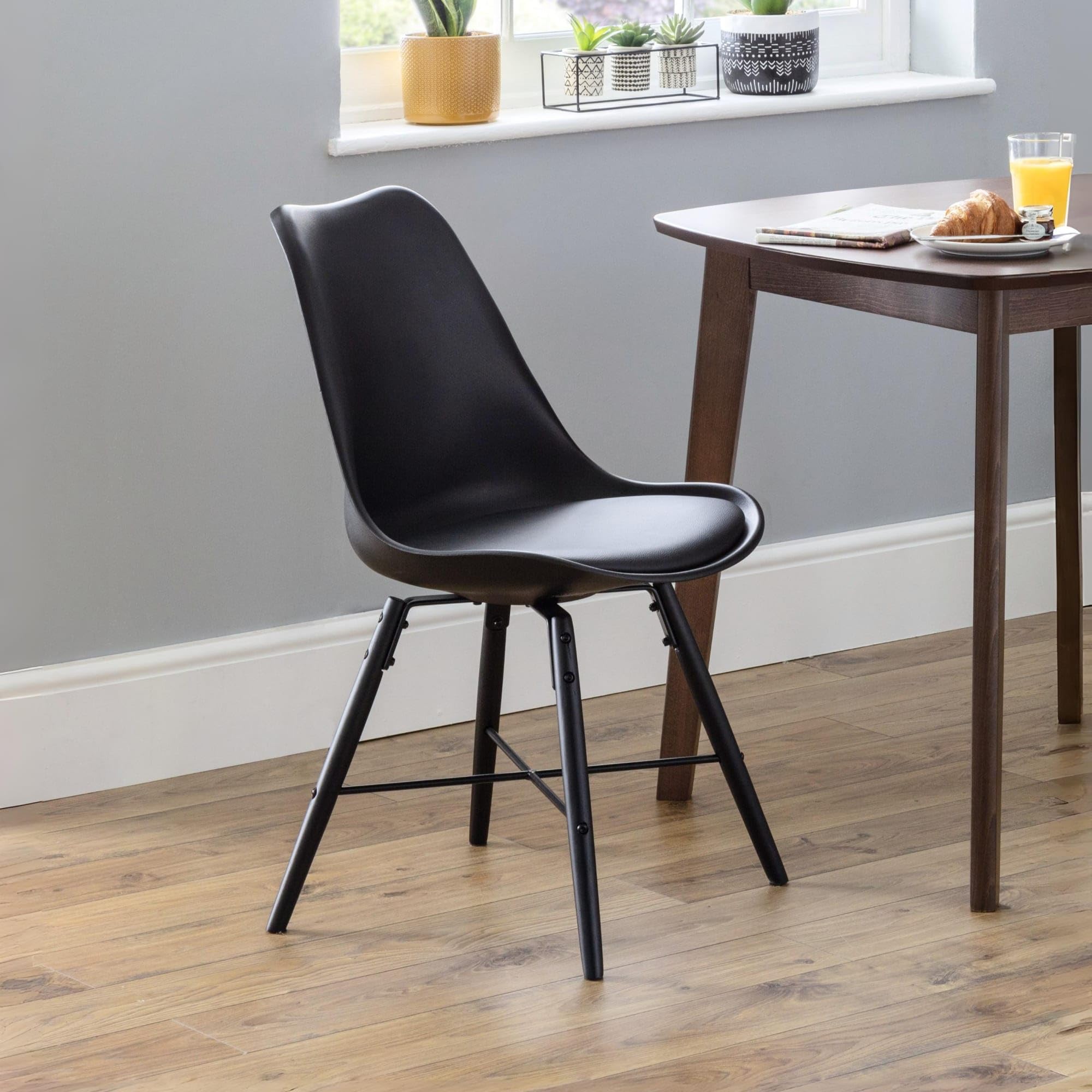 Julian Bowen Kari Dining Chairs, Set of 2, Faux Leather Black - H83 x D54cm