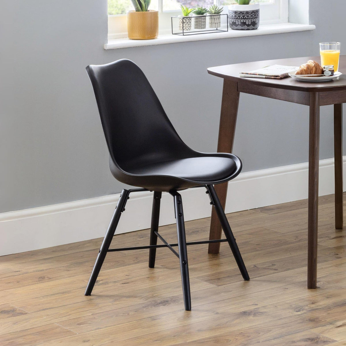 Julian Bowen Kari Dining Chairs, Set of 2, Faux Leather Black - H83 x D54cm