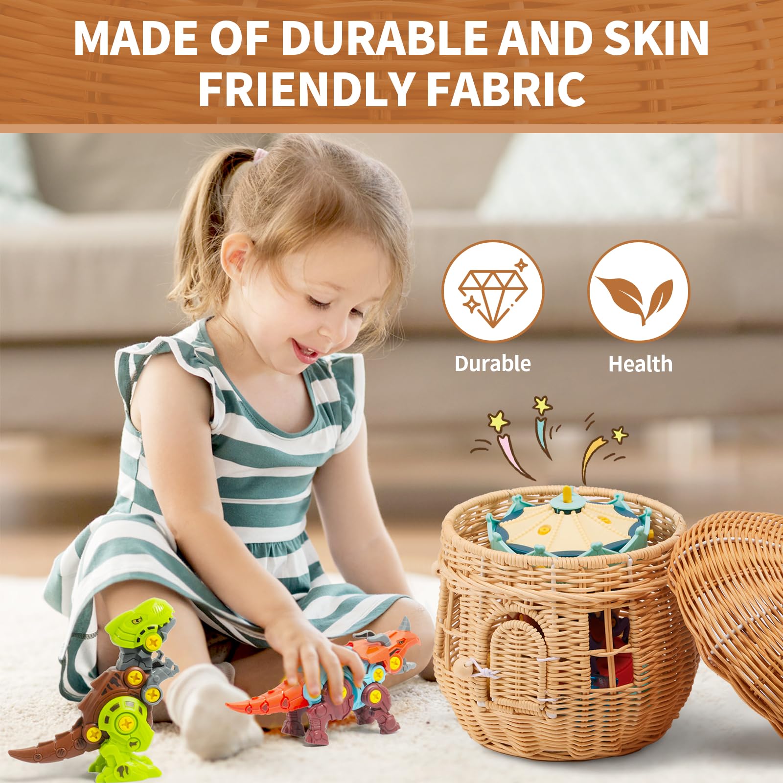 Handcrafted Rattan Mushroom-Shaped Basket for Toy Storage, Outdoor Organizing & Home Décor
