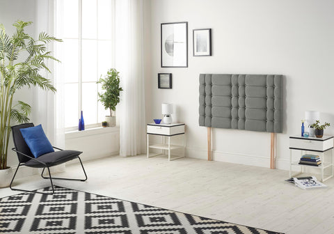 Somnior Beds Bed Centre Bliss Diamante Single 82cm Linen Silver Headboard With Wooden Struts