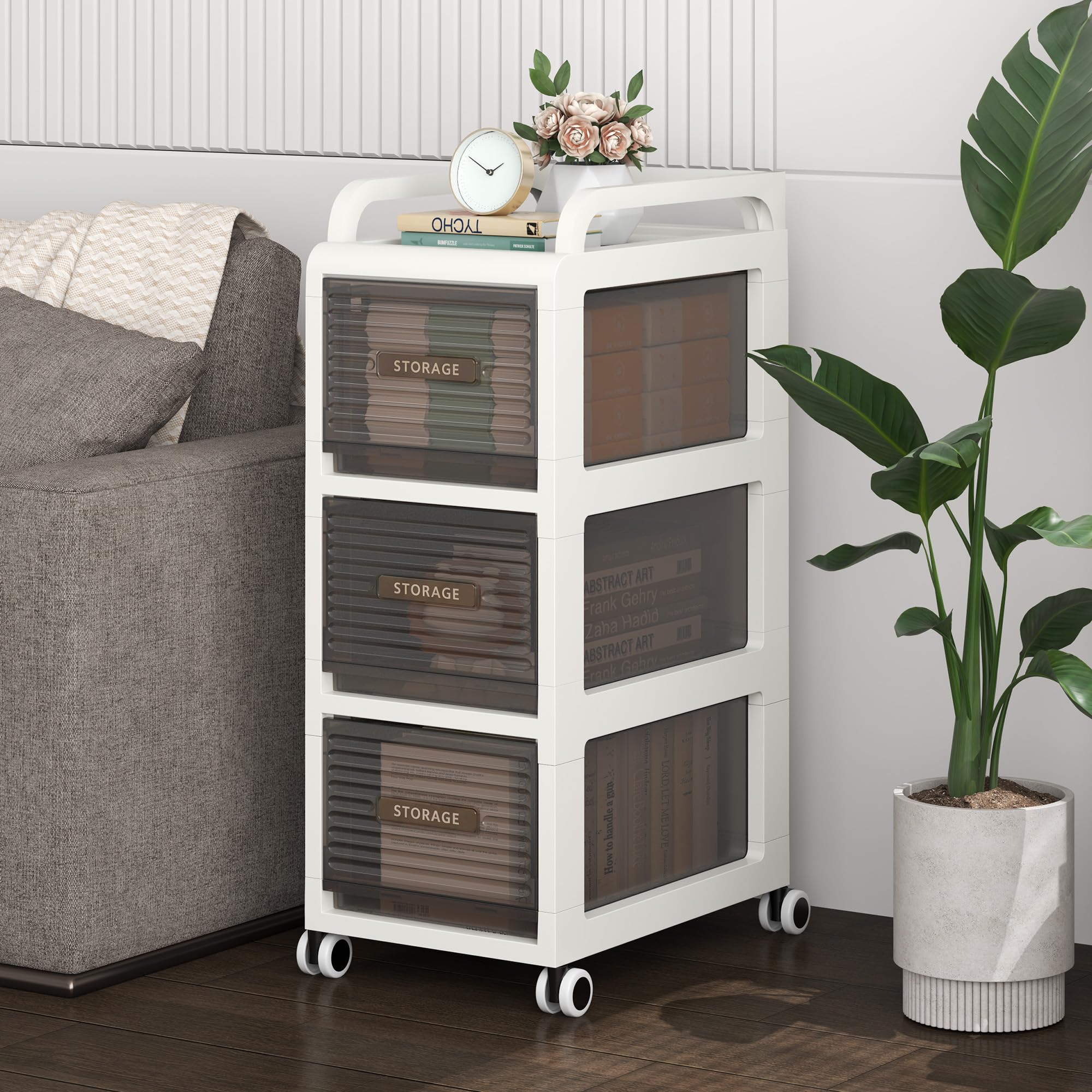 30cm Bathroom Cabinet, 3 Drawers Storage unit, 75cm Tall Toliet Organiser