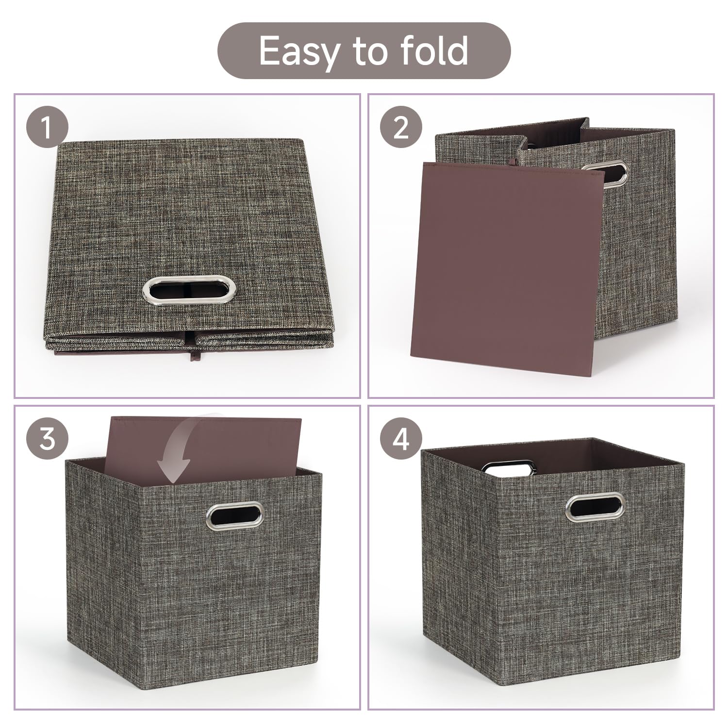 Posprica Storage Basket Bins,13×13 Foldable Storage Boxes Containers for Closet Organizer Shelf Cabinet Bookcase,Thick Fabric Drawer with