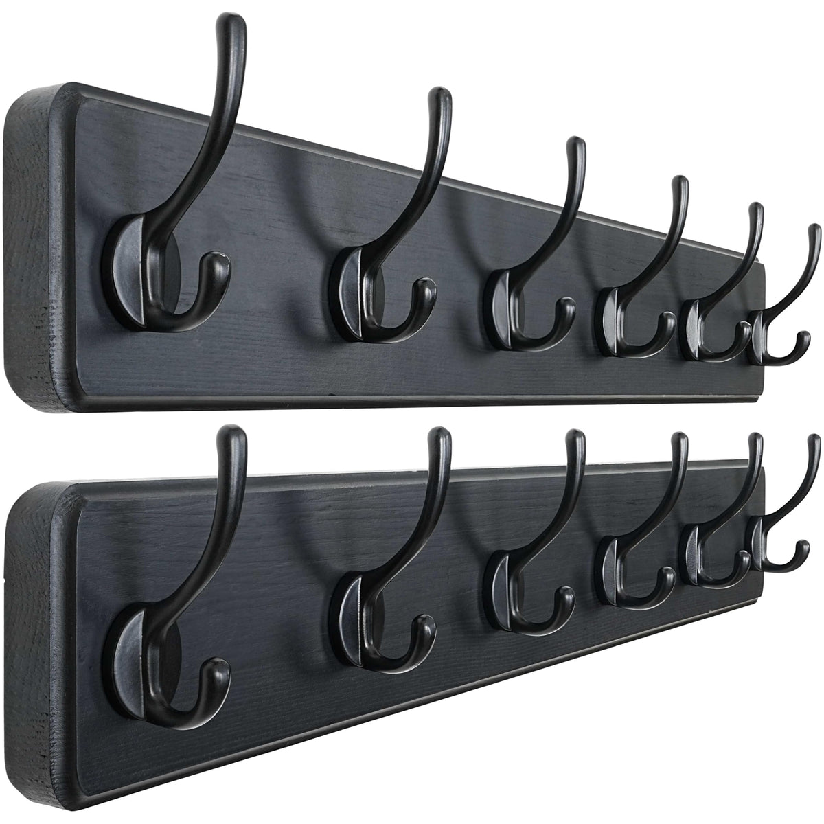 Dseap Coat Rack Wall: 60cm Long, Patented, Heavy-Duty, 6-Double-Hooks Wooden Wall Mounted Coat Rack Coat Hanger Hook Rail for Winter Coats Hat Jacket