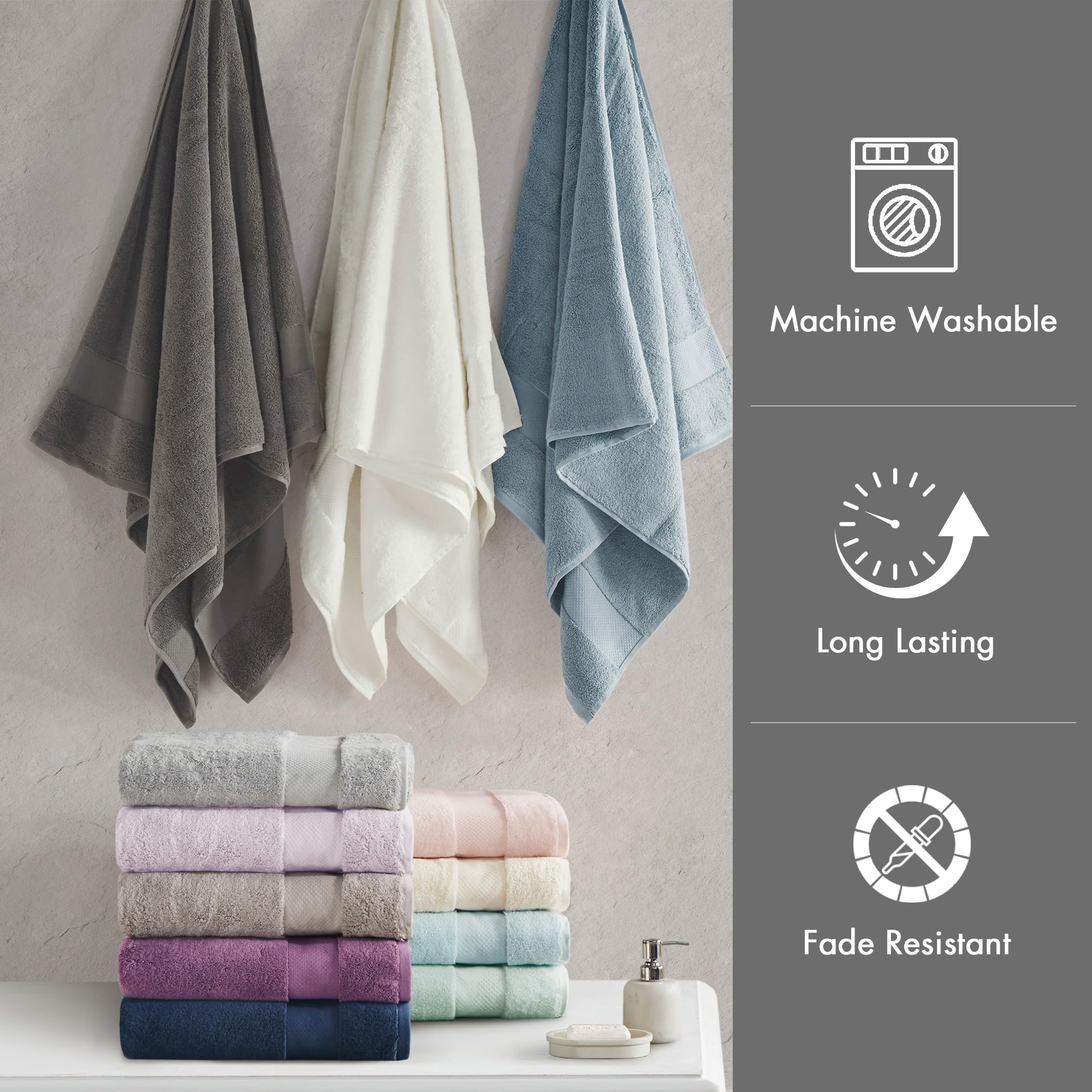 Madison Park Turkish Bath Towel Set, grey