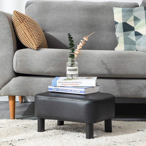 YMYNY 42CM Footstool, Small Foot Stool with Stable Wooden Legs, Modern PU Leather Footrest, Change Shoes Stool for Living Room