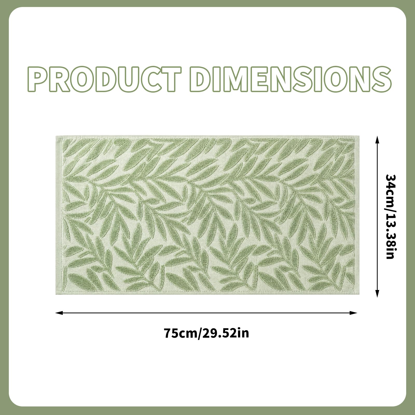 Solvio Premium 100% Cotton Towels Set - Sage Green Leaf Pattern Jacquard Towels - Super Soft and Highly Absorbent Bathroom Accessories for Home and