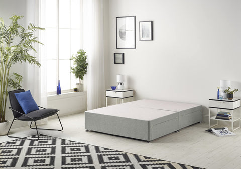 Bed Centre Galaxy Grey Fabric Divan Base Drawers And Headboard. Size 3FT 4FT 4FT6 5FT 6FT Choose Delivery Day And Date At Checkout