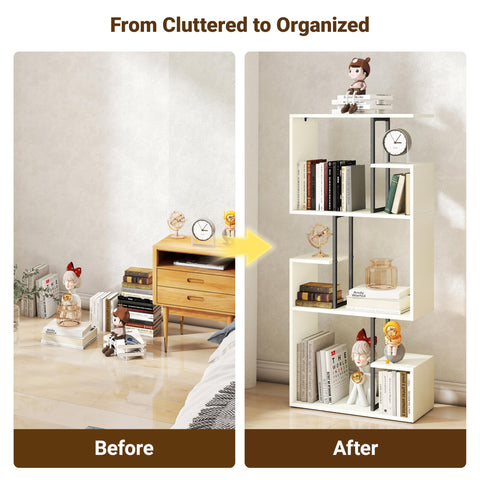 Manora White Bookcase 3 Tier Slim Freestanding Room Divider Shelves