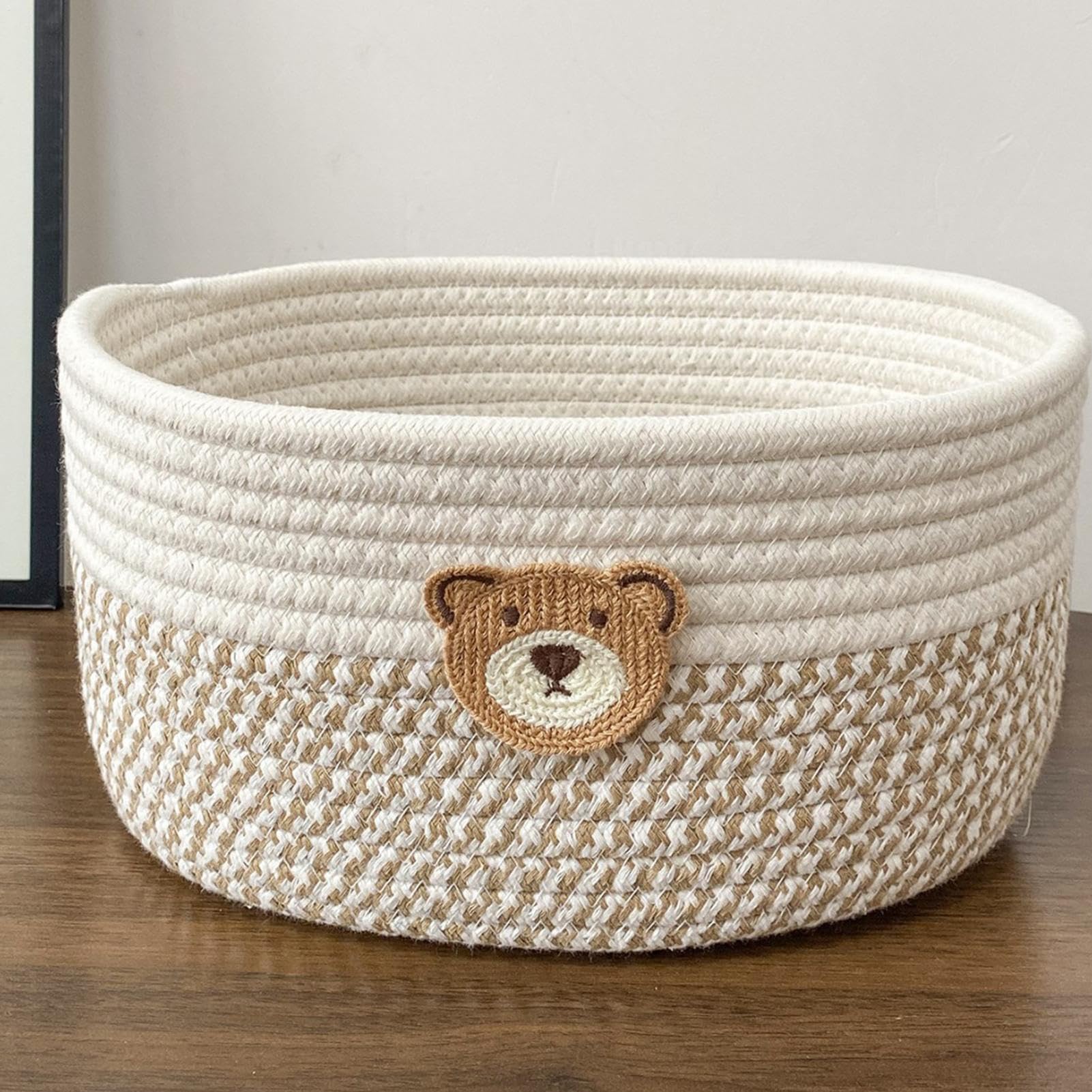 GOUHIDAMAI Rope Basket | Small Basket for Organizing | Decorative Box Cotton Organizer Bin for Laundry Room Bedroom Living Space Nursery Nightstands
