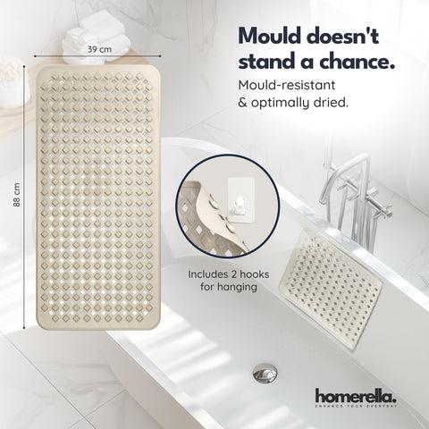 homerella Bath Mat Non Slip Anti Mould 88x39cm Shower Mat Non Slip Bath Mat