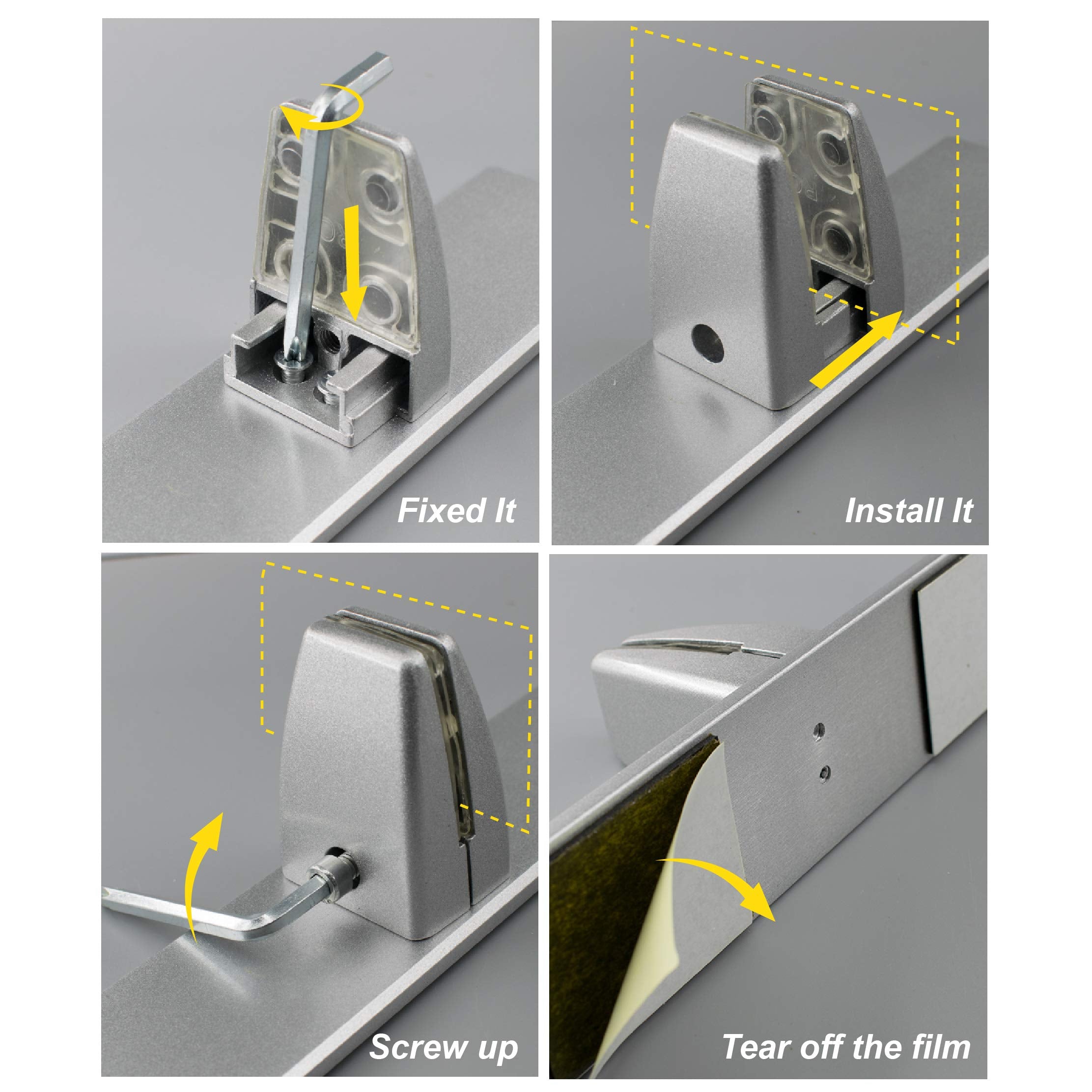 2 Pack Sneeze Guard Shield Base for Countertops, Stick On Heavy Duty Aluminum Partition Stand for Clear Acrylic Desktop Countertop Reception