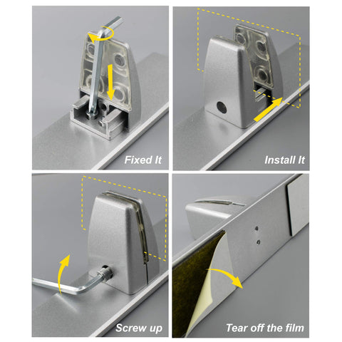 2 Pack Sneeze Guard Shield Base for Countertops, Stick On Heavy Duty Aluminum Partition Stand for Clear Acrylic Desktop Countertop Reception