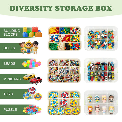 3 Tiers Kids Toys Storage Boxes for Lego, Stackable Organiser with Lids