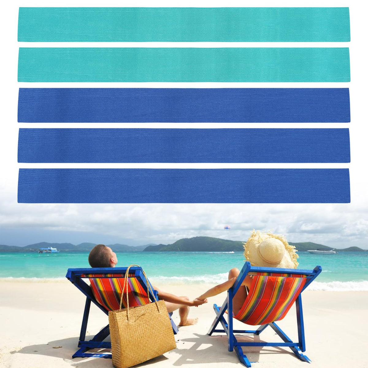 JRJRN 5 Pack Towel Bands for Sun Loungers, Elastic Clips for Pool Chairs