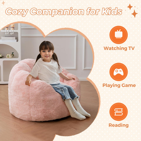 MAXYOYO Kids Floral Shaped Bean Bag Sofa, Includes Filling, Faux Fur Fabric