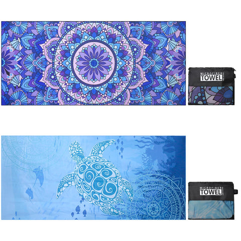 TMEOG Microfibre Beach Towels 2 Pack 180x80cm Extra Large Sand Free Beach Towel for Adults Compact Thin Travel Towel Women Men Lightweight Swim Pool