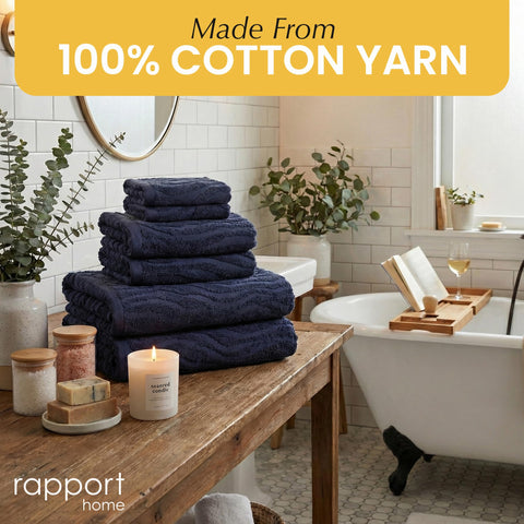 Rapport Home Safari 6-Piece Towel Bale | Bale Midnight Blue | Luxurious 100% Cotton 500gsm Bathroom Set