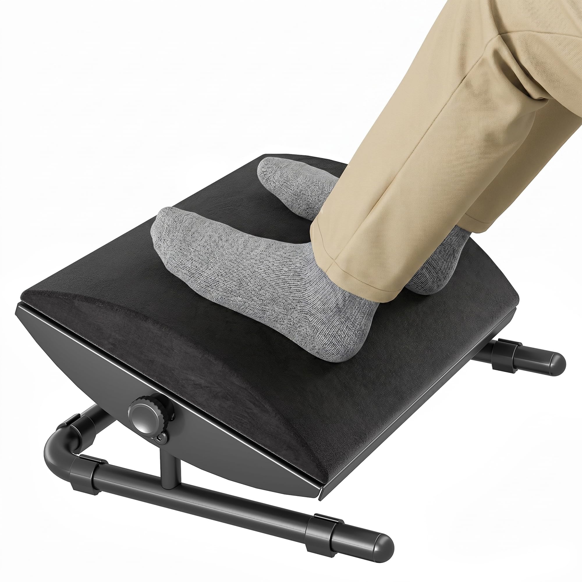 PEGZONE Foot Rest Under Desk with Memory Foam, Adjustable Tilt, Steel Base