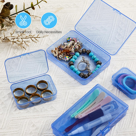 Goodma 4 Pieces Rectangular Plastic Storage Boxes, Blue, 180x110x30mm