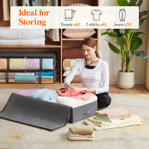 Lifewit 3 Pack Under Bed Storage,90L Clothes Storage Bags with Clear Window