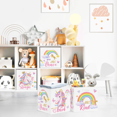 Clastyle 3 pcs Unicorn Cube Storage Boxes for Shelves Kallax Boxes