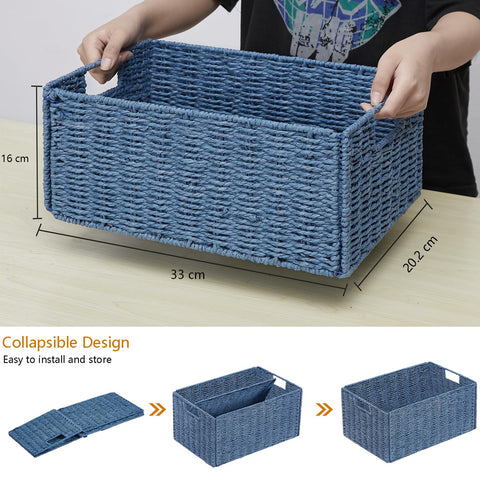 Vagusicc Storage Baskets for Shelves, Small Organizer Box Storage Bins with Handles, Wicker Basket for Bathroom Storage